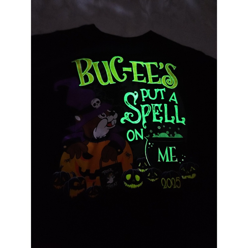 Buc-ees Halloween T-Shirt 2025 Put A Spell On Me GLOW IN The DARK Dbl Sided XL